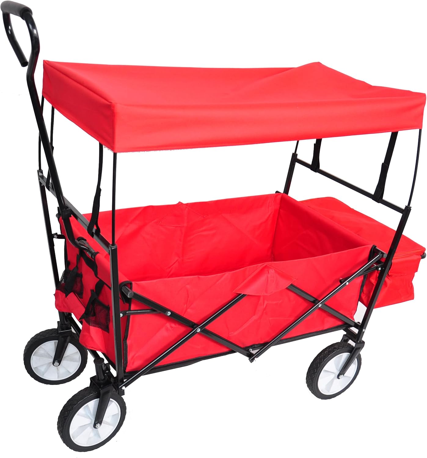 Garden Shopping Beach Cart Folding Wagon with Umbrella Accessories Pac