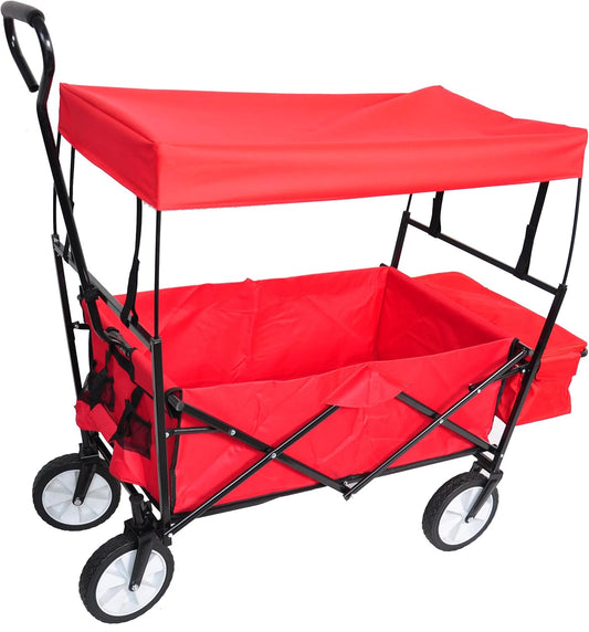 Collapsible Wagon Cart, Folding Garden Shopping Beach Cart Folding Wag
