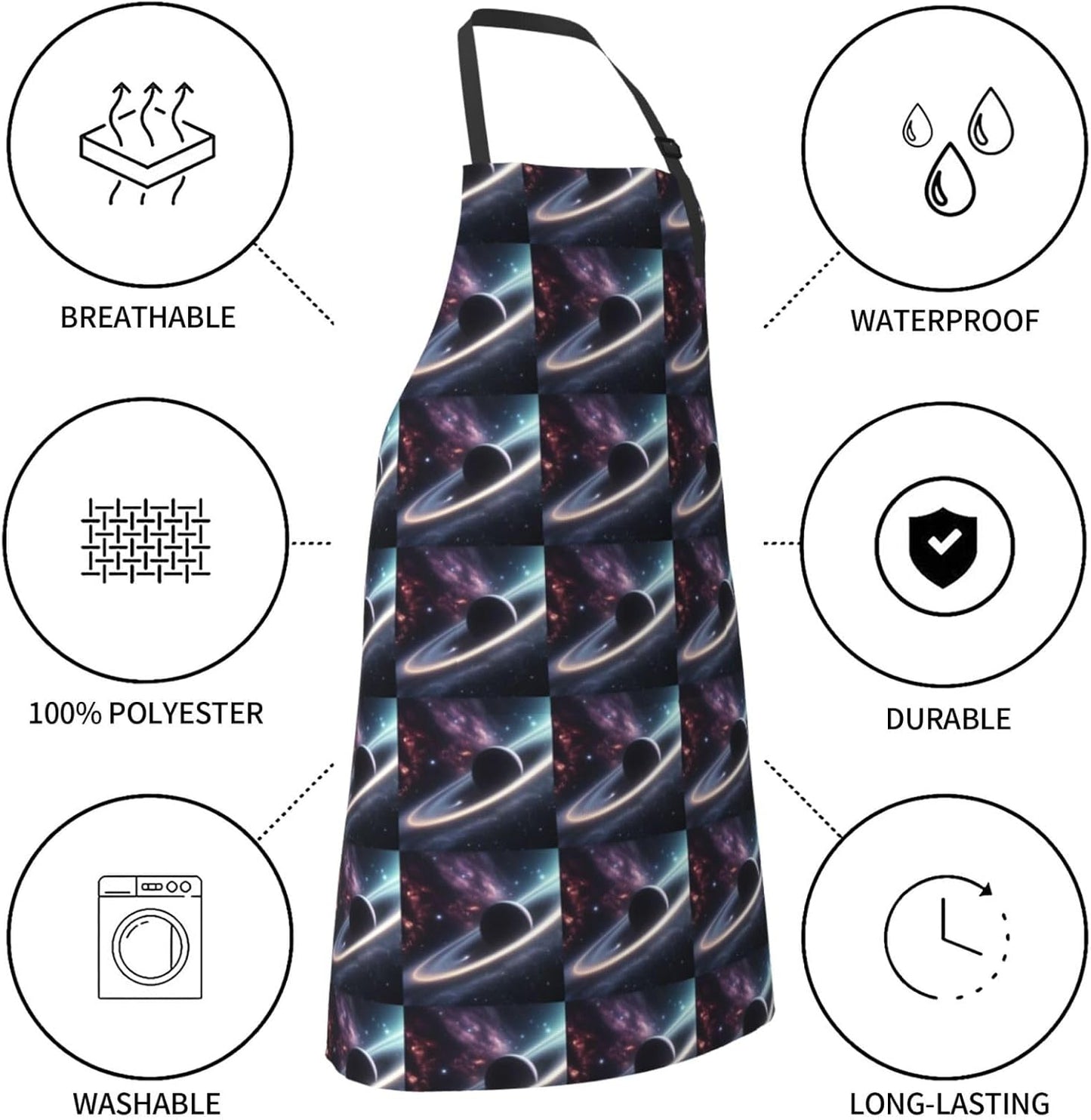 YANYU Space Planet Print 28x33 In Kitchen Apron Stylish Chef Apron with Pockets for Cooking Baking Painting