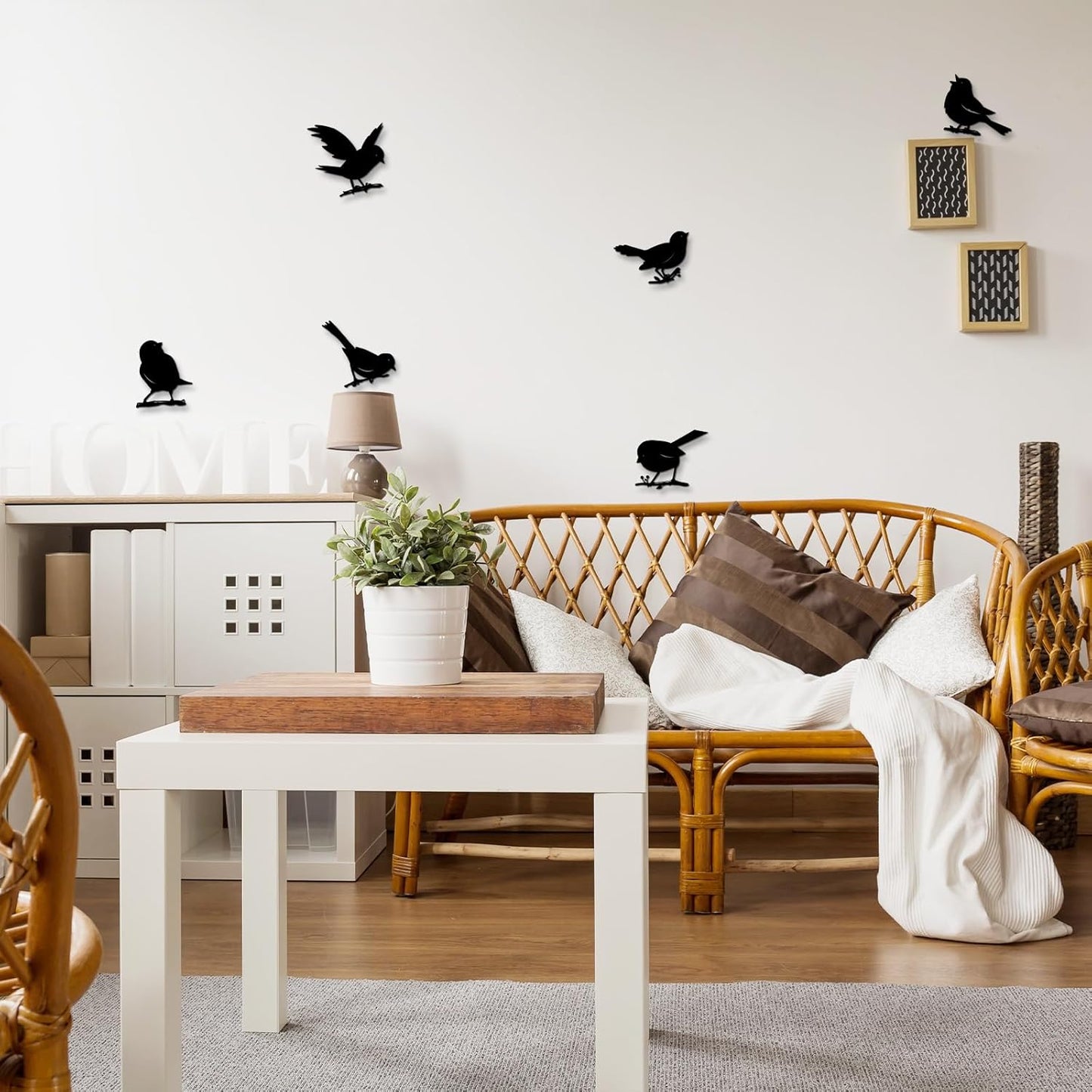 Pigort 6 Pieces Metal Bird Wall Art, Outdoor Fence Wall Art Decor, Hanging Decoration for Garden Yard Living Room Bedroom Patio Balcony