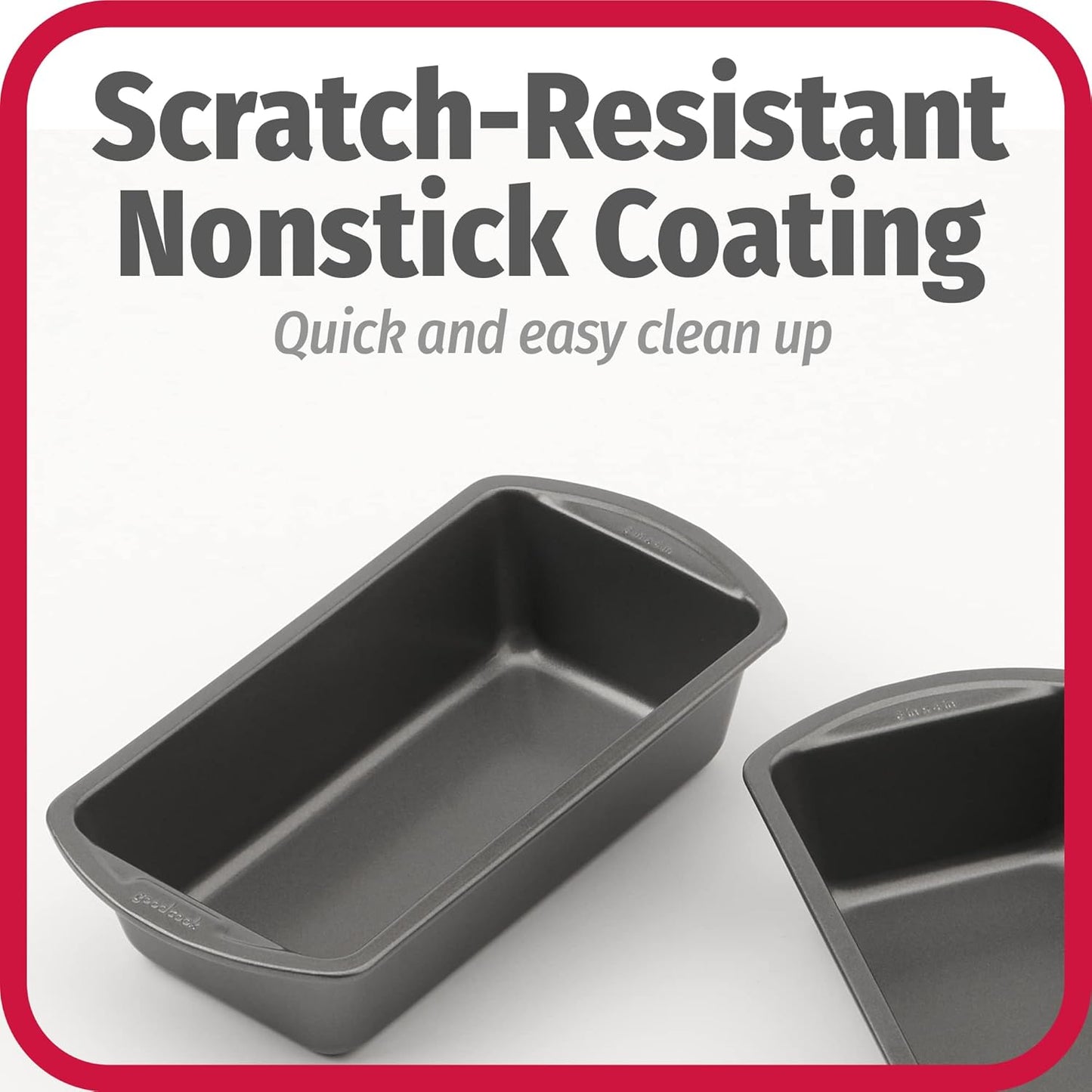 GoodCook Nonstick Loaf Pan 8 x 4-Inch Heavy-Duty Steel Bakeware with Easy-Clean Non-Stick Coating, Oven & Dishwasher Safe Pan for Meatloaf Breads Lasagnas Casseroles & More, Set of 2, Gray