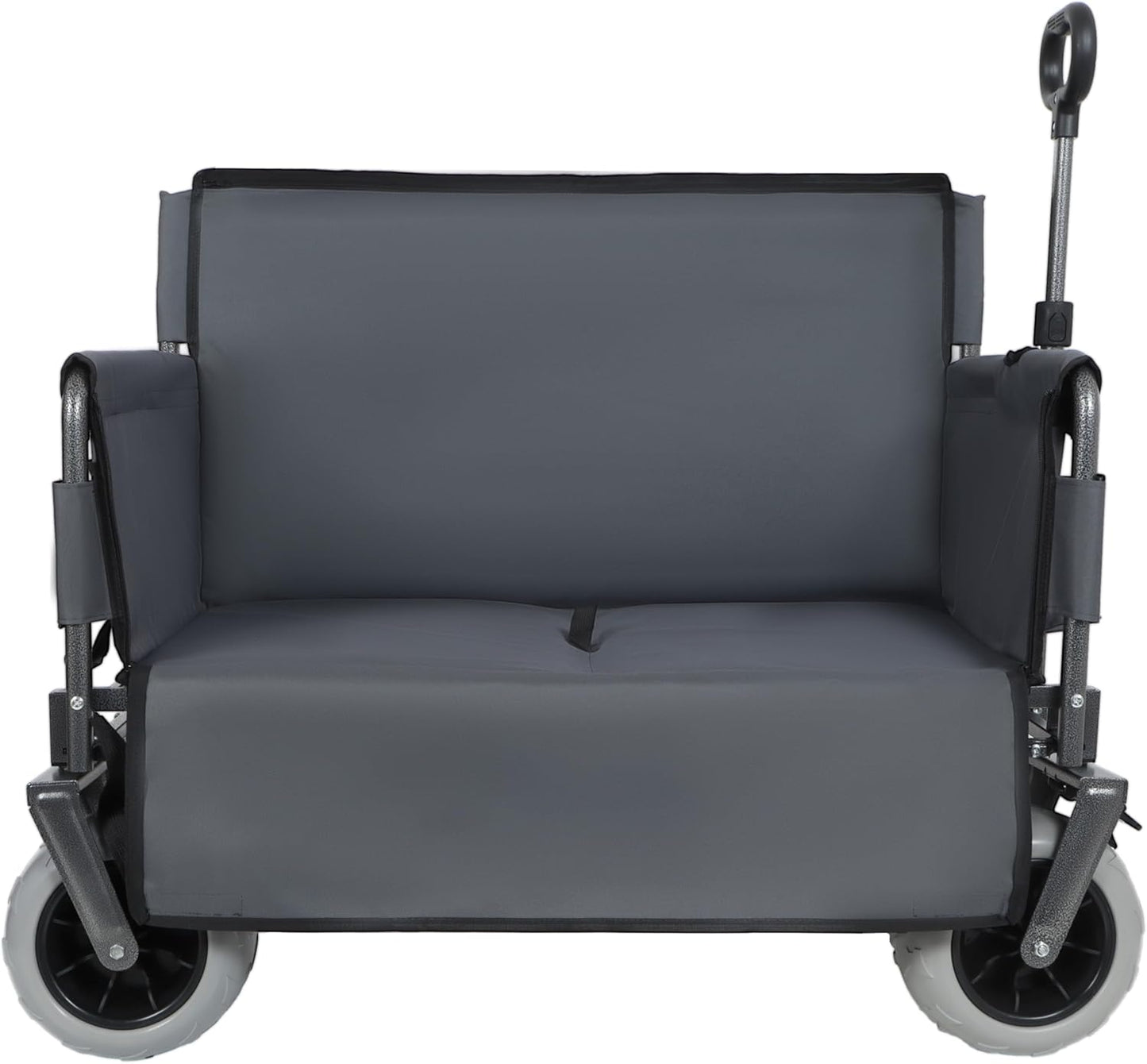 3-in-1 Folding Wagon with Bench Seat – 500lbs Capacity,Reinforced Carbon Steel Frame, 180L Cargo Space– Perfect for Camping, Beach, Outdoor Events & Heavy-Duty Hauling (Gray)