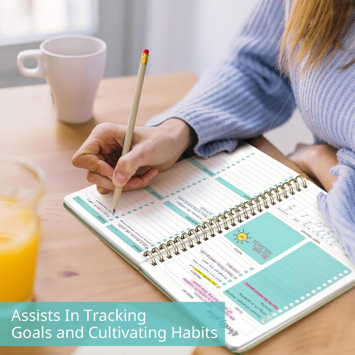 Undated Weekly Planner, Weekly To Do List Notebook with Goal & Habit T