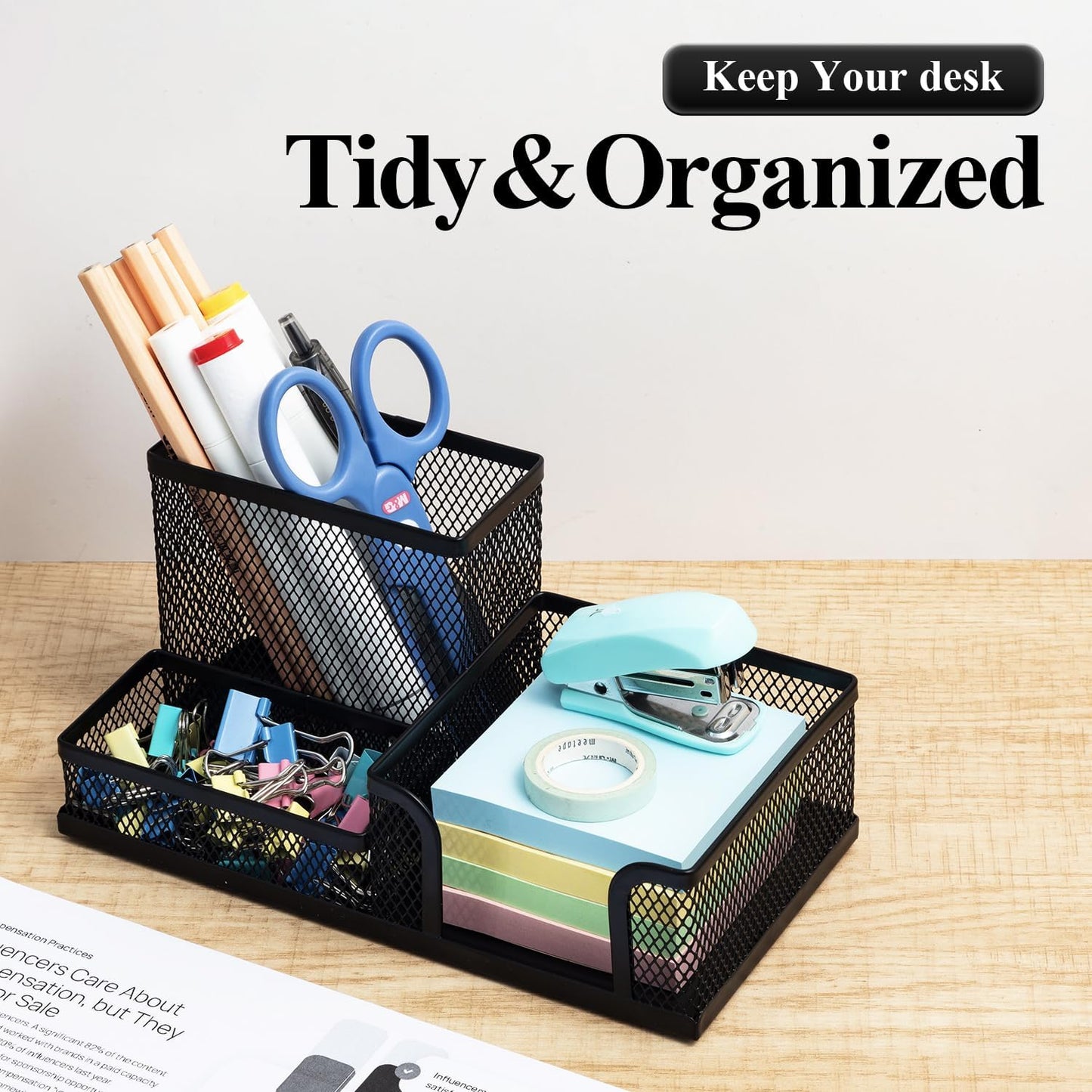 M&G Mesh Pen Holder Desk Organizers Pencil Holder for Desk Black, 3 Co