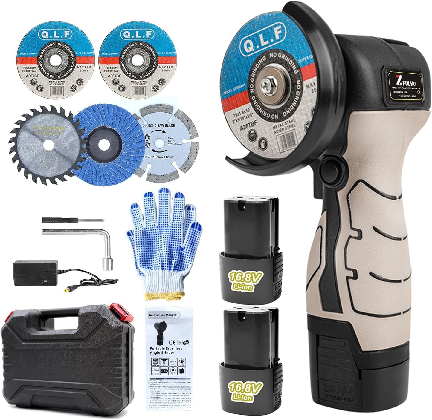Cordless Brush Angle Grinder Kit, 19500rpm Mini Electric Angle Grindin