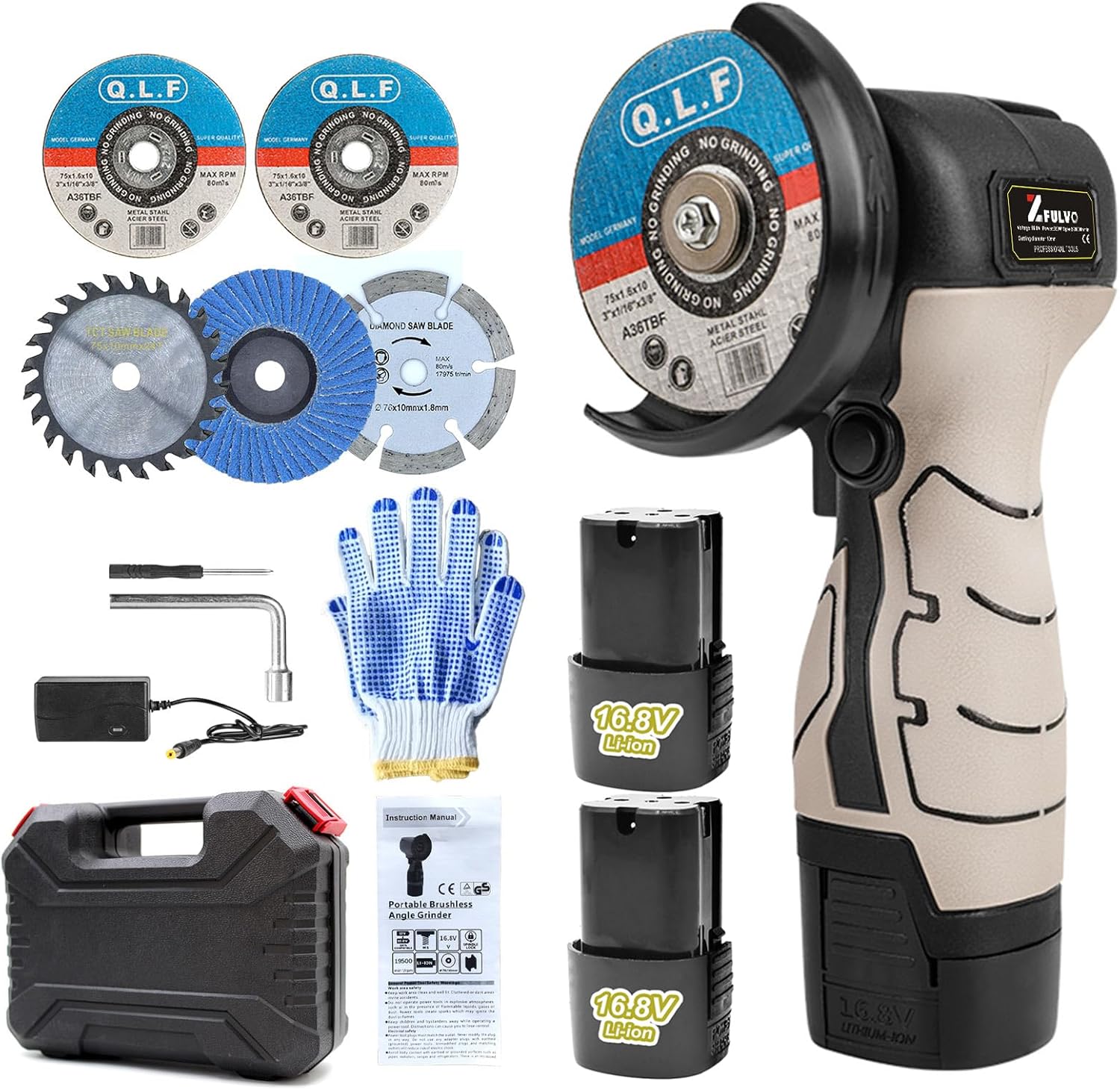 Cordless Brush Angle Grinder Kit, 19500rpm Mini Electric Angle Grindin