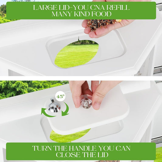 Window Bird Feeder with Secure Locker & Rail Sliding 180° Clear Design Squirrel Proof Bird Feeder for Indoor Window Viewing