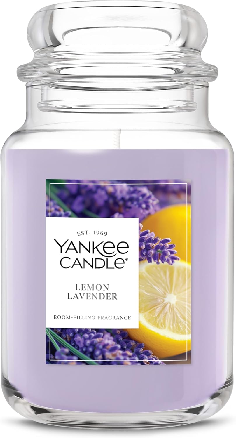 Yankee Candle Lemon Lavender, Scented Candle, 22oz Large Jar with up t