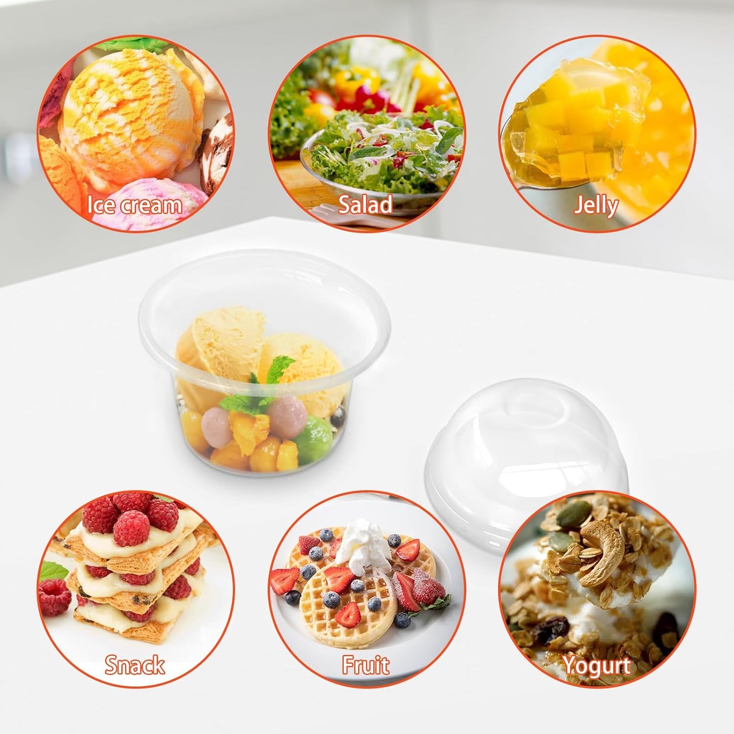 50 Pcs 8 OZ Disposable Plastic Cups with Dome Lids,Clear Dessert Cup,Mini Parfait Appetizer Containers for Ice Cream,Cake,Fruit,Pudding,Jello Shot,Drink,Yogurt,Soups,Salad,Snacks