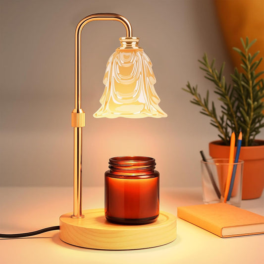 Candle Warmer Lamp with Timer and Dimmer, Electric Wax Warmers for Scented Candles with 5 Brightness Settings, Anti-Glare Lamp with Adjustable Height, Home Decor, Gift for Birthday, Valentines
