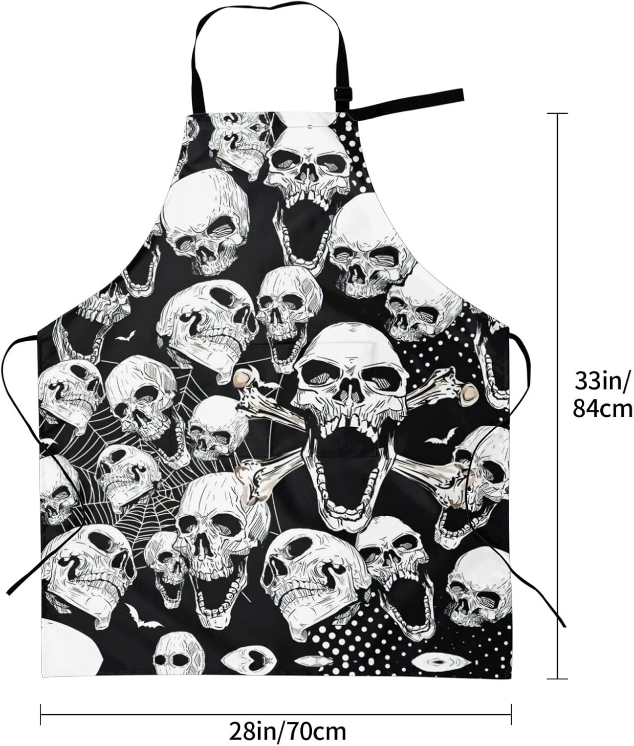 skull background print Waterproof apron with pocket adjustable cooking apron for adult kitchen bibs to bake