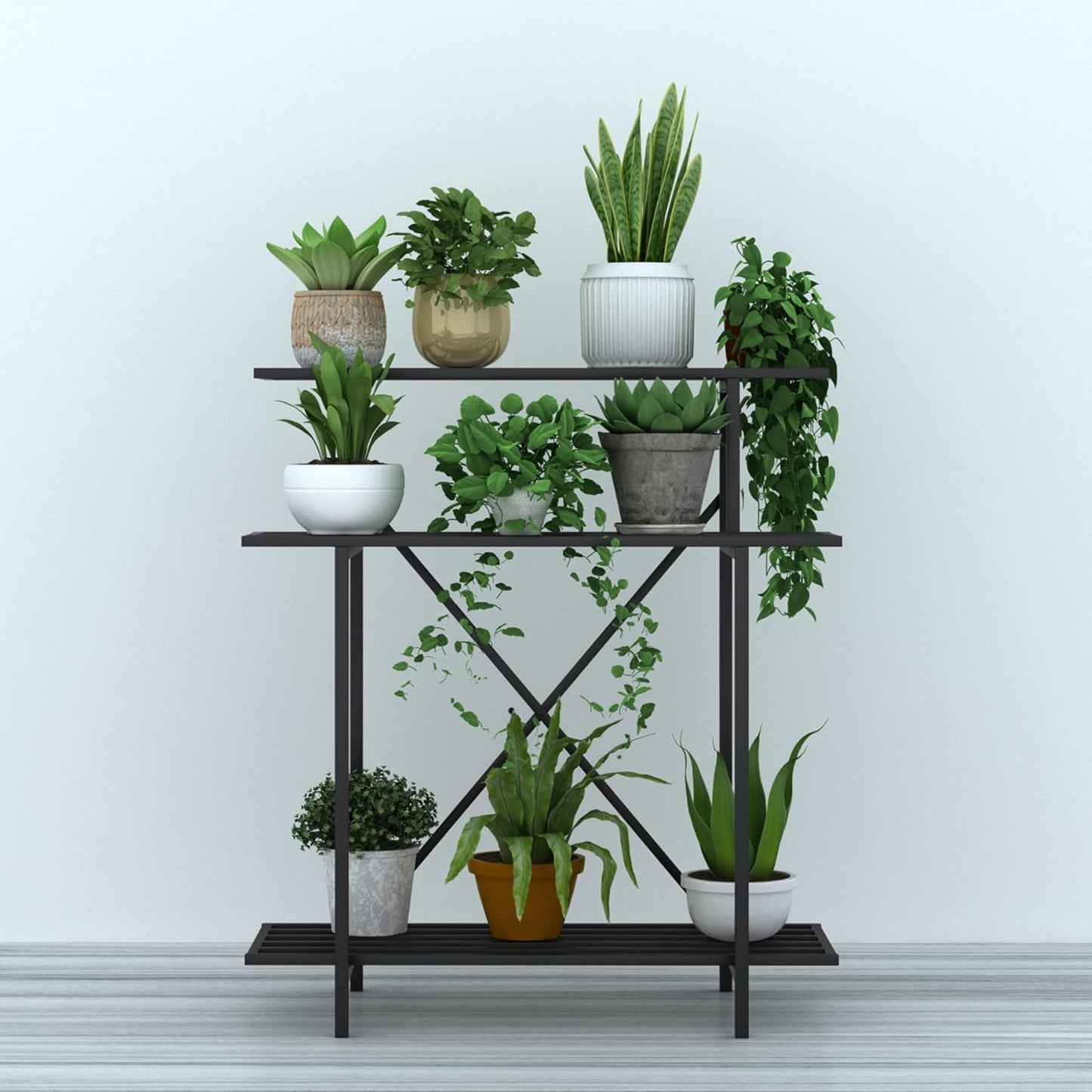 Zhongma 3 Tier Sturdy Plant Stand Space-Saving Heavy Duty Plant Holder