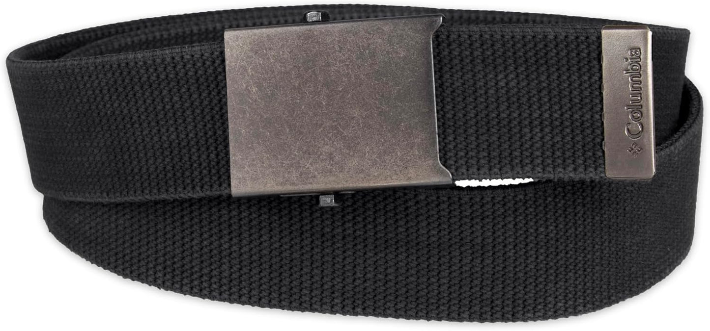 Columbia Men's Military Plaque Buckle Fabric Belt- One Size 42" Length