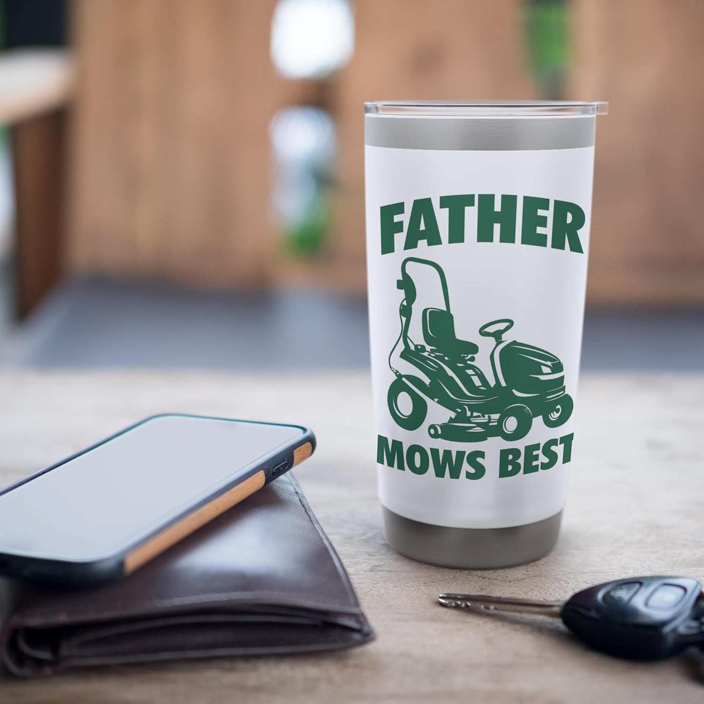 Father Mows Best Lawn Care Mowing Landscaper Father's Day Stainless Steel Insulated Tumbler