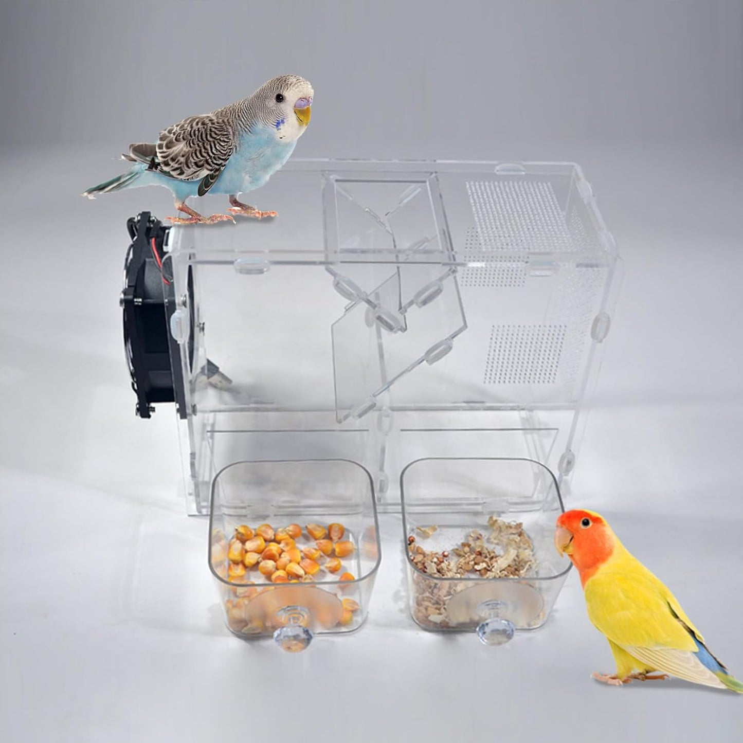 Bird Seed Storage Container with USB Powered Feeder Clear Window Bird Feeder for Outdoors Garden Easy to Clean