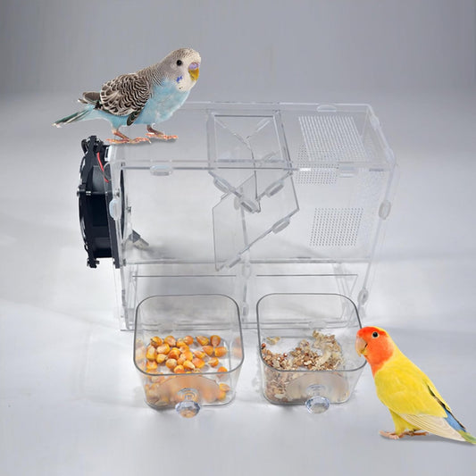 Bird Seed Storage Container with USB Powered Feeder Clear Window Bird Feeder for Outdoors Garden Easy to Clean