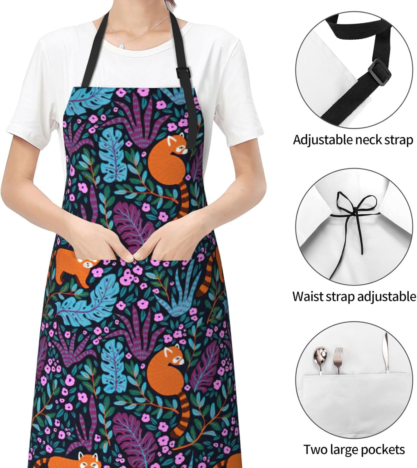Cat Print print Waterproof apron with pocket adjustable cooking apron for adult kitchen bibs to bake