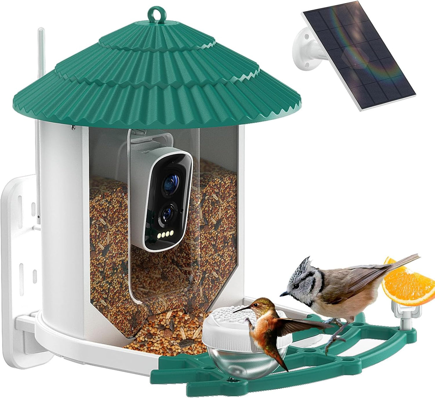 Bird Feeder with Camera,Ai Recognition 10000+ Species,3K Video with Noise Reduction,Solar Powered Bird House for Outdoors Bird Watching