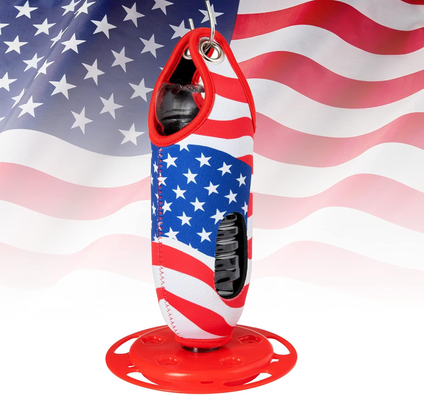 The Hummingbird Bottle Hummingbird Feeders for Outdoors Hanging, Uses Recyclable Bottles (American Flag)