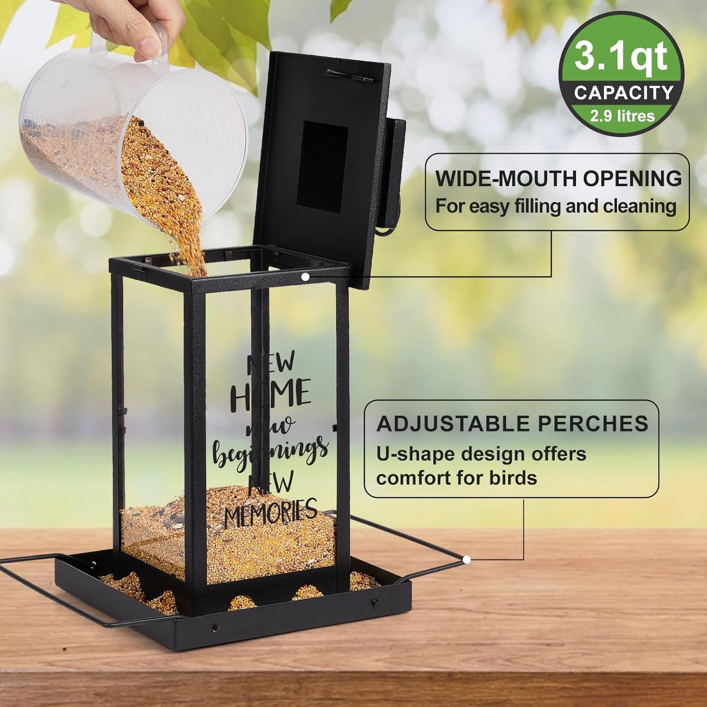 House Warming Gifts New Home Essentials - New Home Beginnings Memories Bird Feeder for Outdoors, Housewarming Gifts Party Decorations 2025, Squirrel Proof