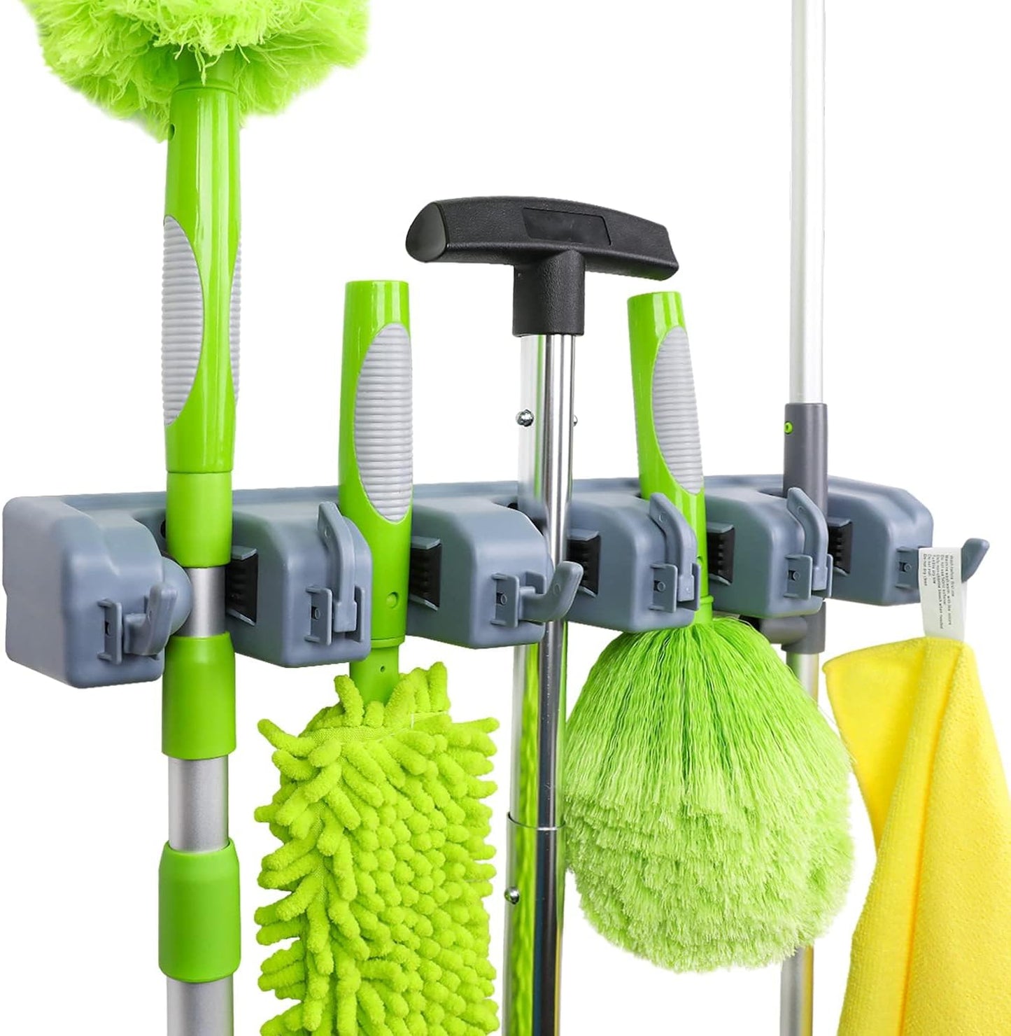 Amazon Basics Rectangular Heavy Duty Wall Mount Broom and Mop Holder, 