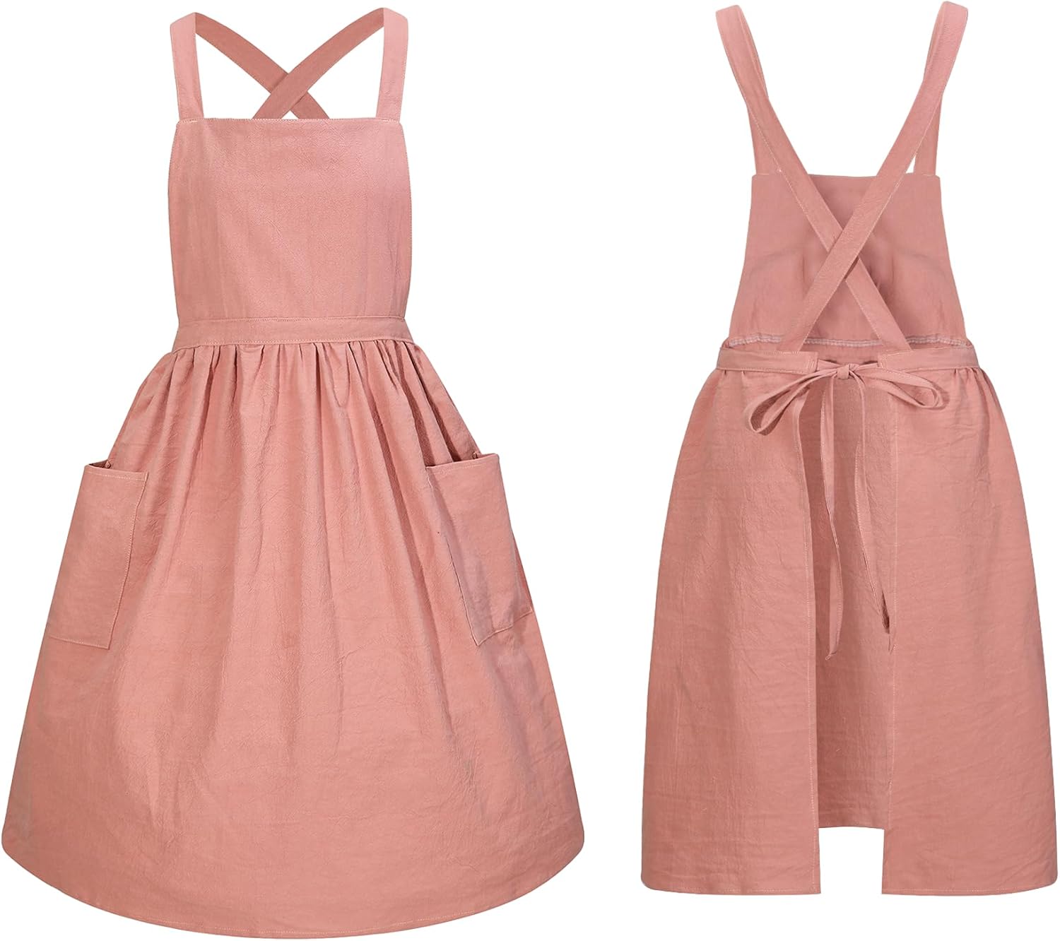 Pinafore Dress Apron for Women Girls Vintage Ruffle Cotton Chef Apron 