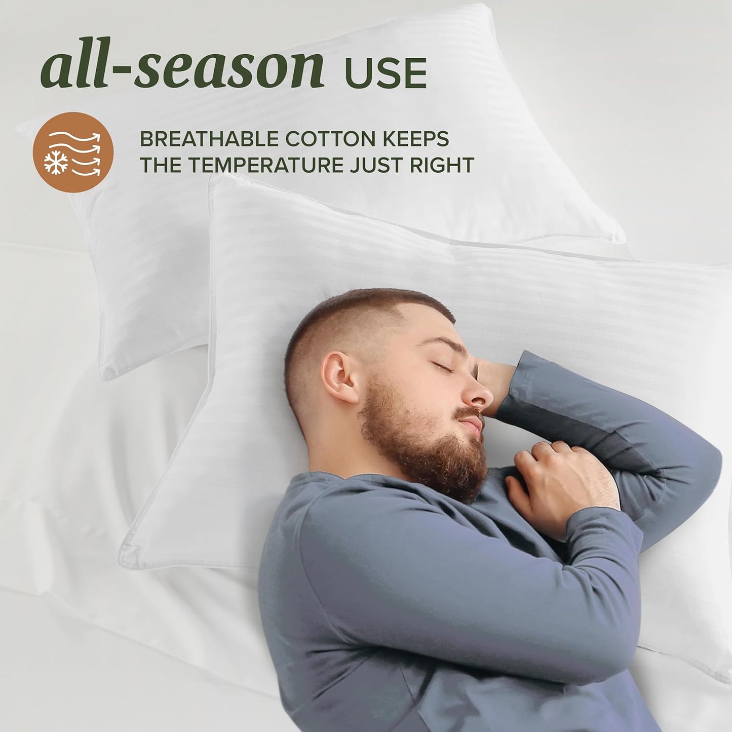 Beckham Hotel Collection King Size Pillow Protector 2 Pack with Zipper, Soft and Breathable Cotton Pillow Protector Covers