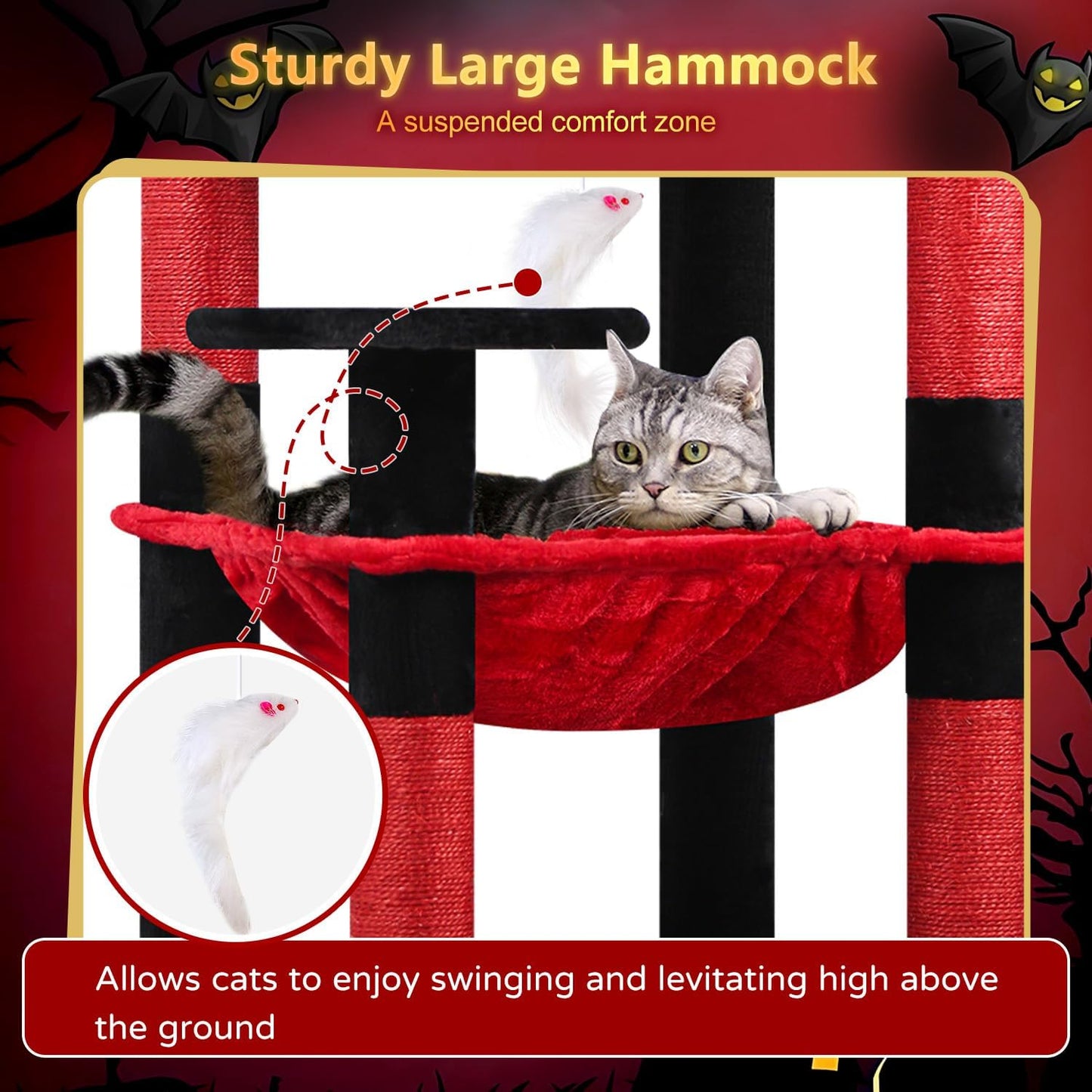 Globlazer Gothic Cat Tree Tower with Scratching Post for Indoor Cats, 