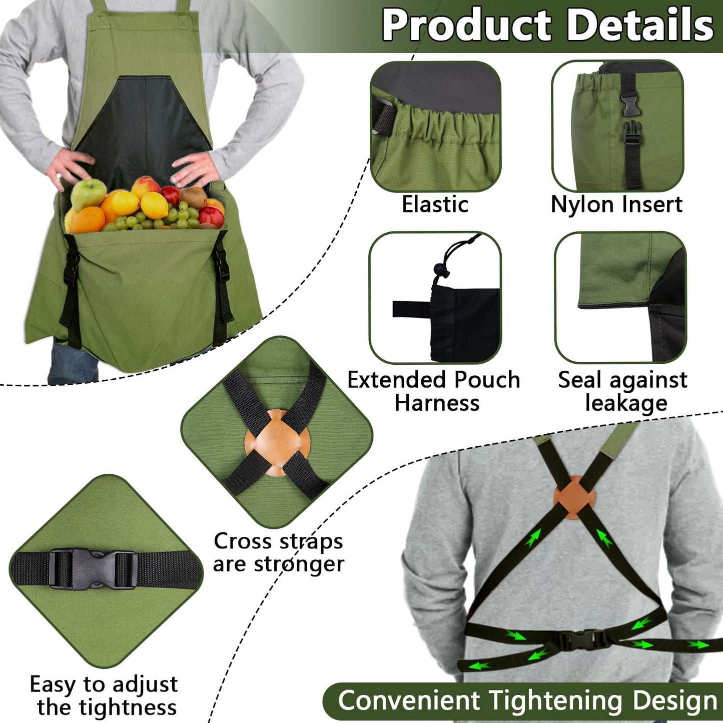 Gardening Apron, Harvest Apron Gardening Gifts for Men Gardening Apron