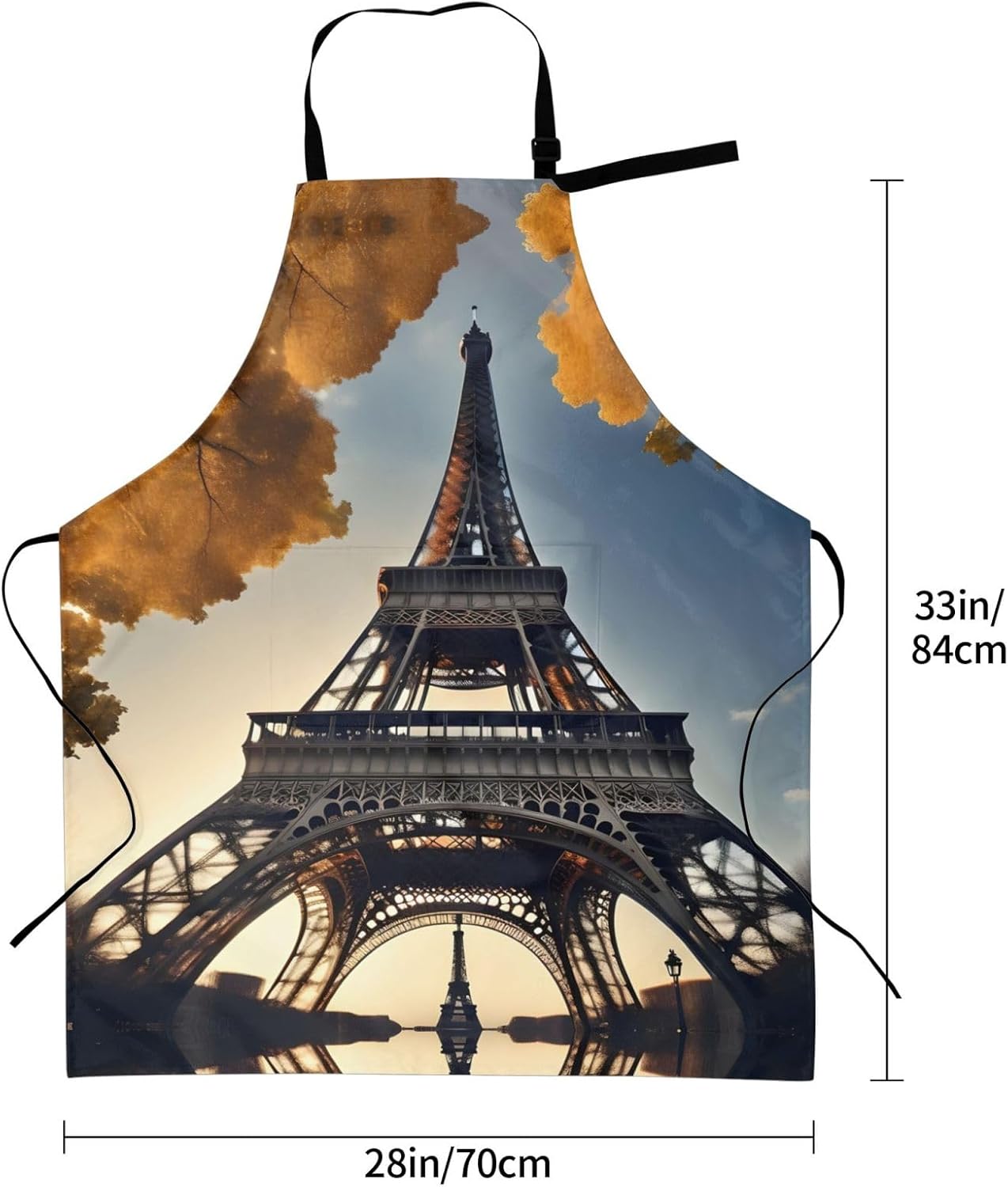Beautiful Eiffel Tower Paris Print Laundry apron 28x33 In Waterproof Kitchen Apron with Pockets for Cooking Baking