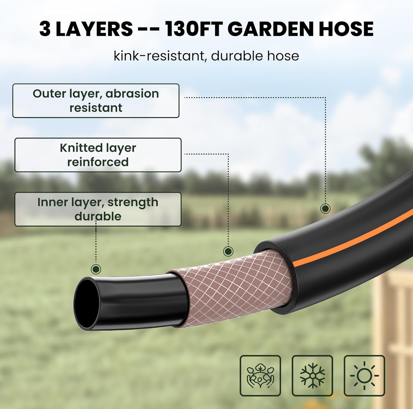 Giraffe Tools Retractable Garden Hose Reel 1/2 Inch x 130 ft, Super He