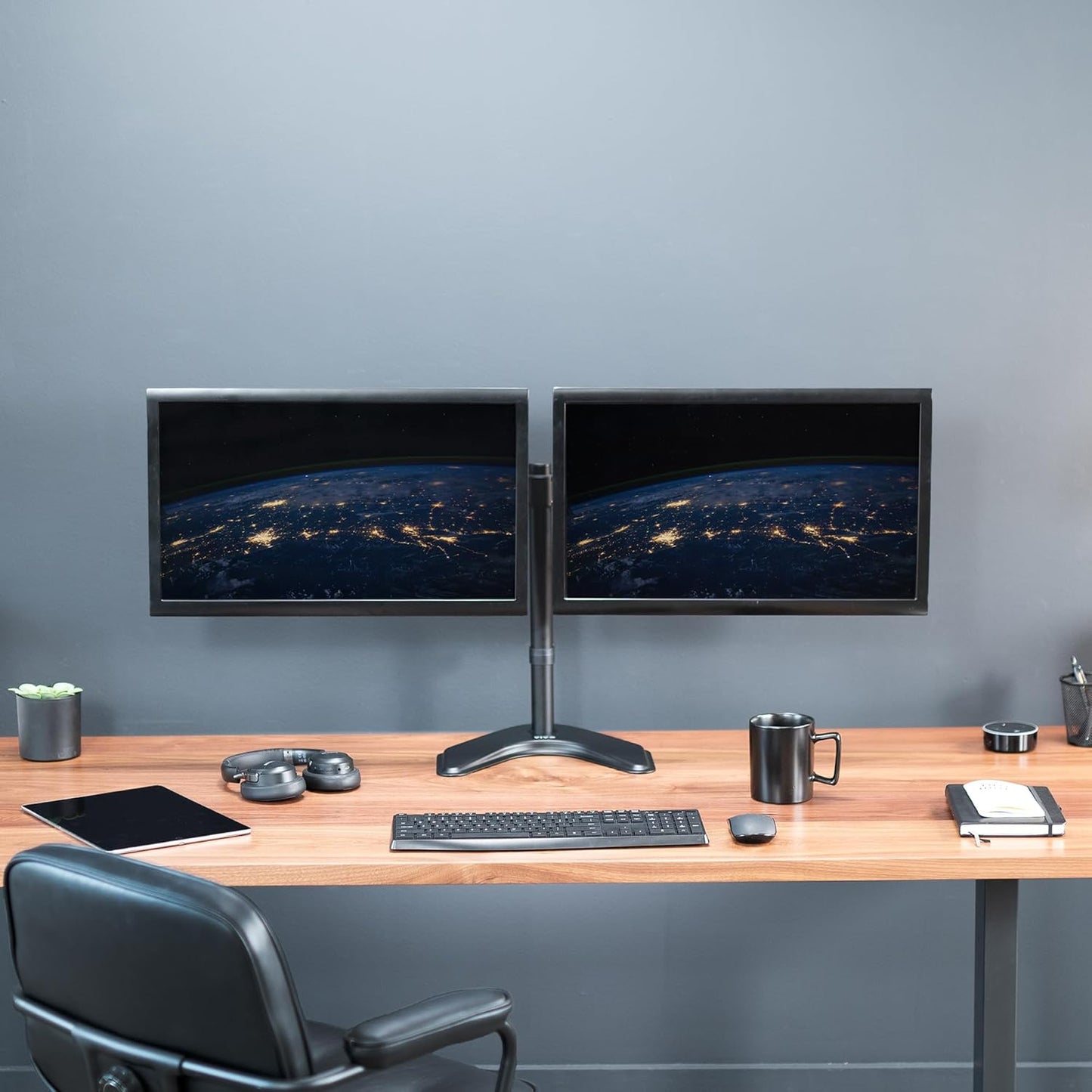 VIVO STAND-V002F Dual LED LCD Monitor Free-Standing Desk Stand for 2 S