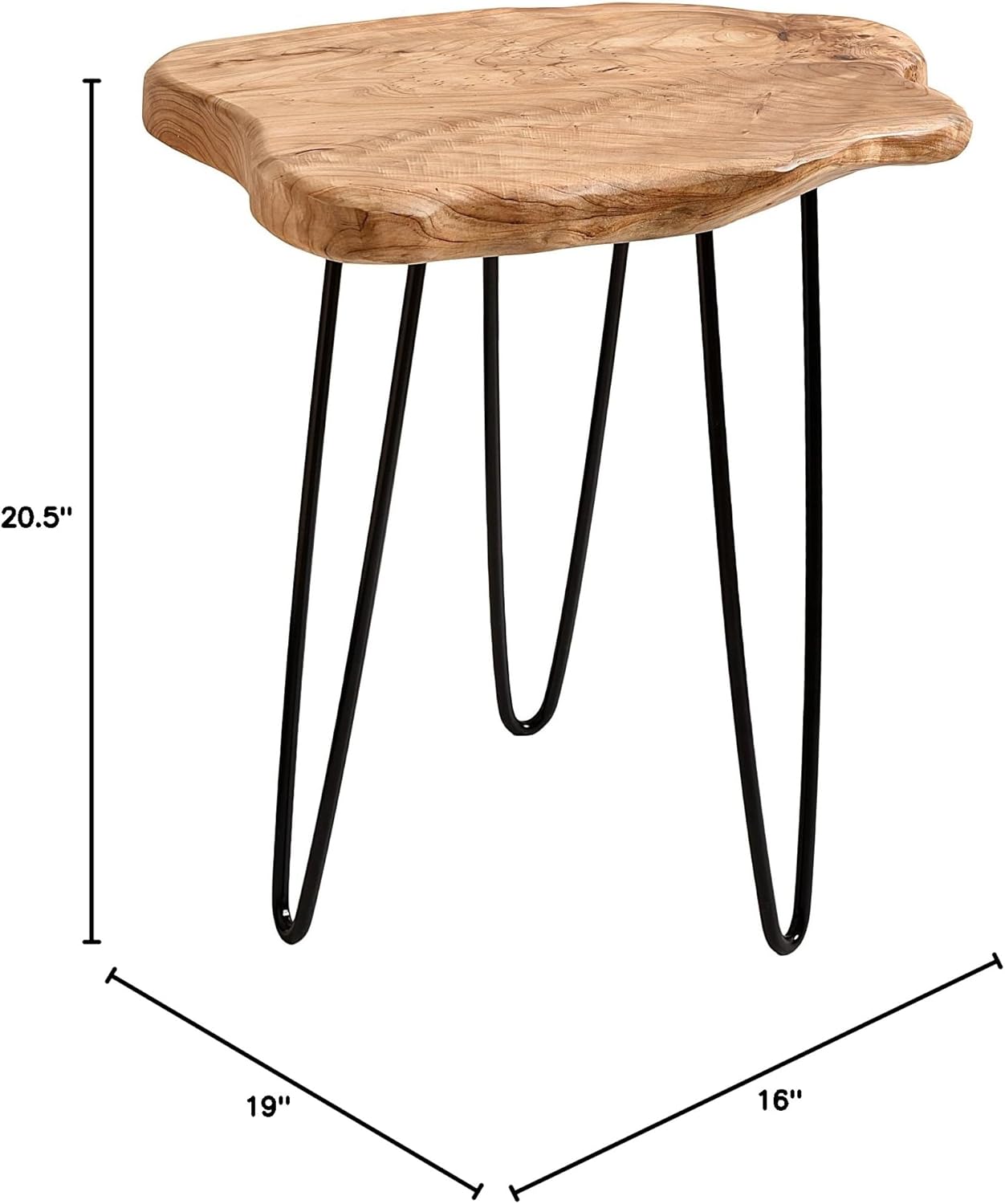 WELLAND Live Edge Cedar End Table, Unique Desktop Side Table,19" L x 16" W x 20.5" H Nightstand, Plant Stand for Living Room, Bedroom, Home Office, Patio