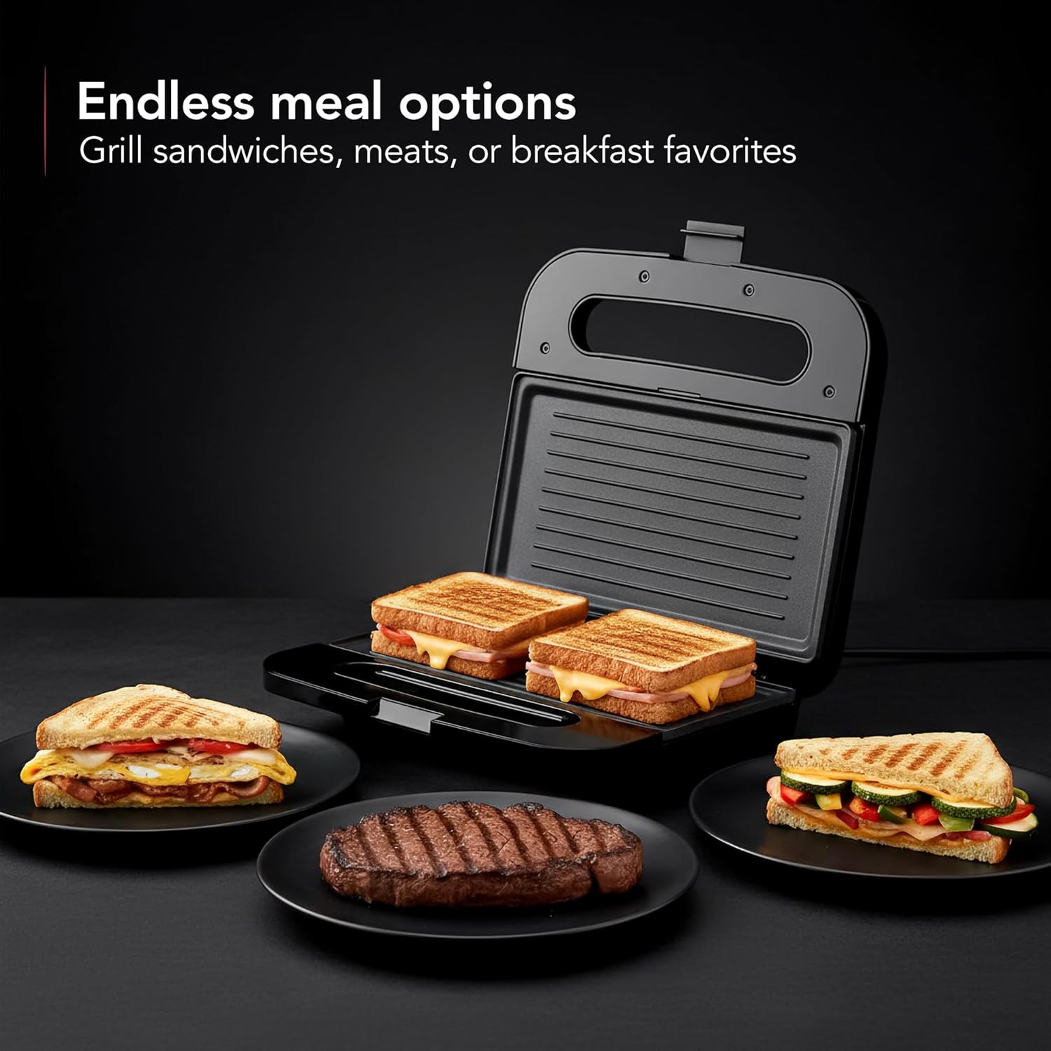 OVENTE Electric Panini Press Grill with Nonstick Plates, LED Indicator
