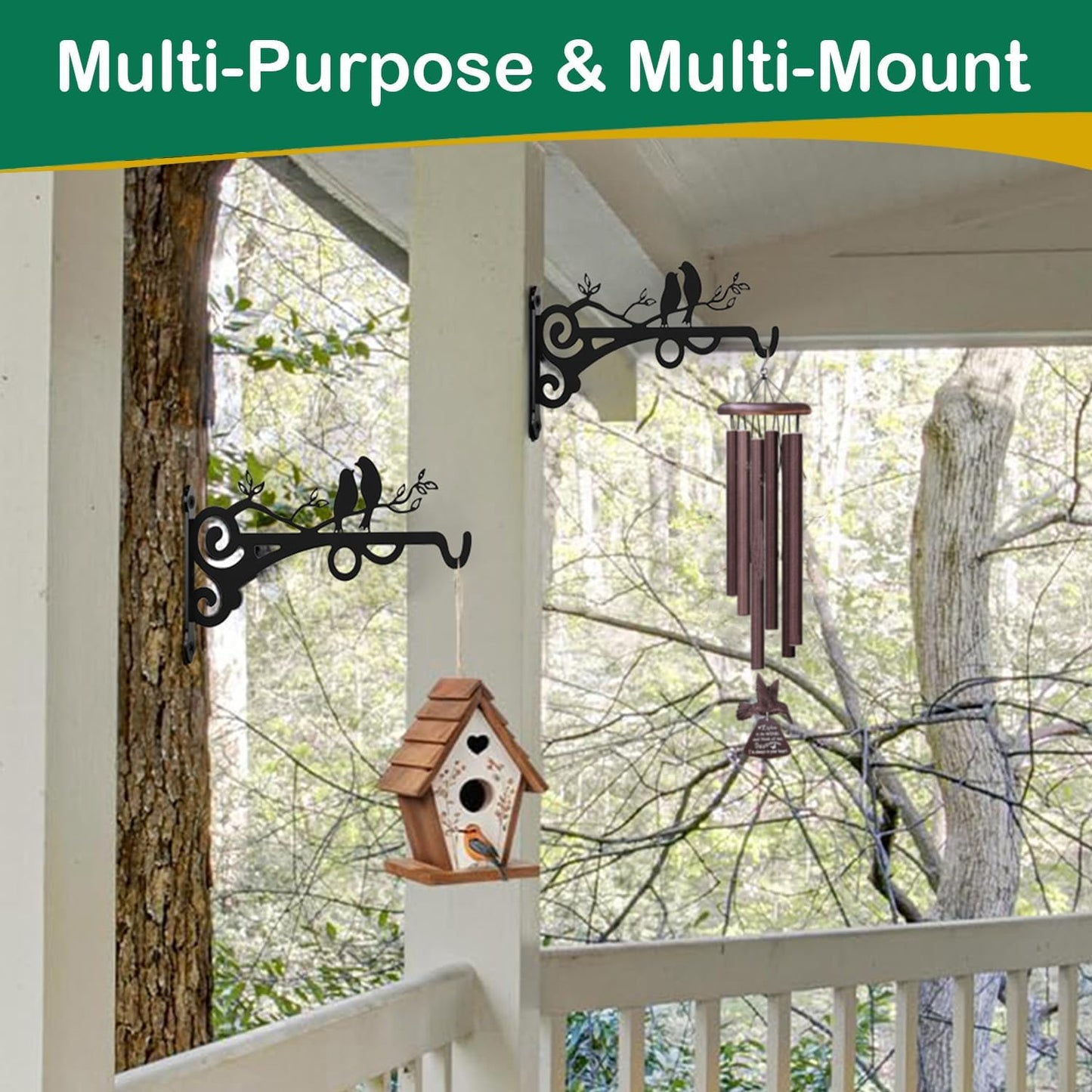 Metal Window Mounted Hummingbird Feeder Hanger Hook with Strong Suction Cups for Outdoors Window Viewing, Hanging Glass Bird Feeders, Wind Chimes & Plants