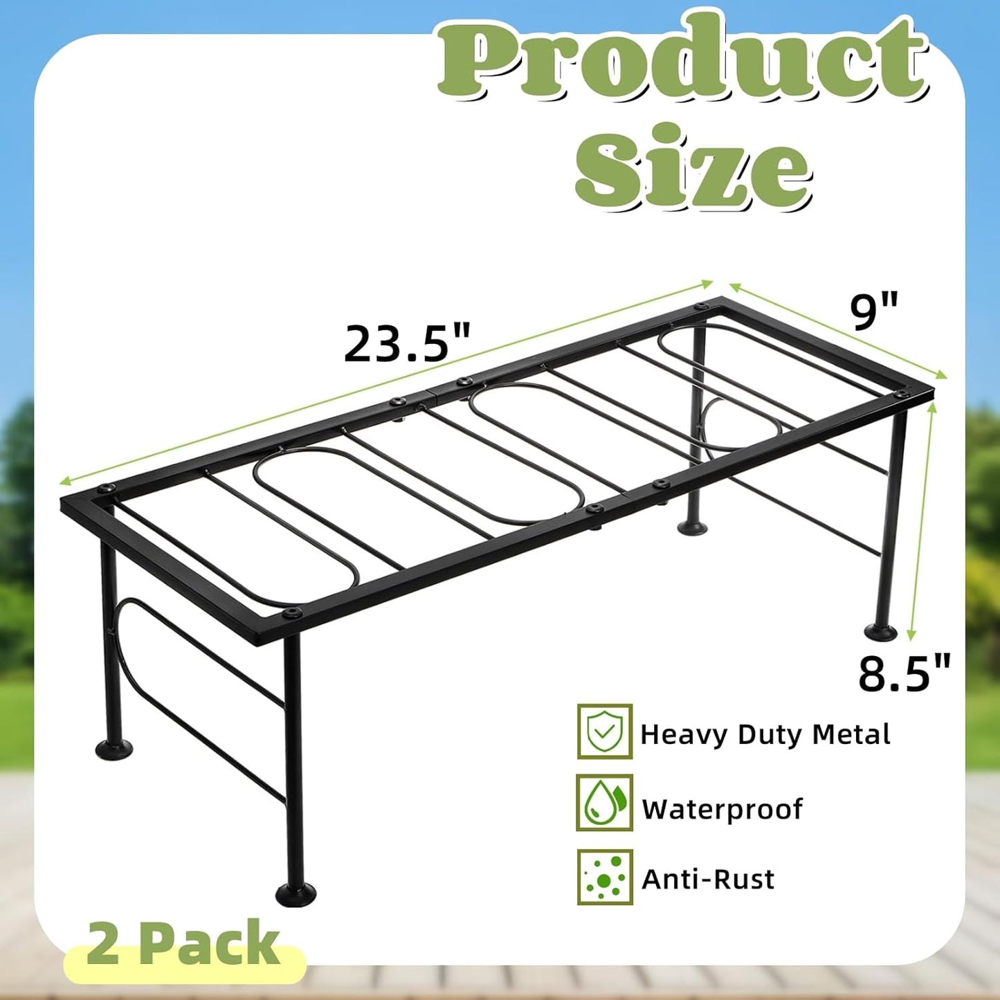2 Pack Metal Plant Stand Indoor Outdoor, 1 Tier Heavy Duty Flower Pot 