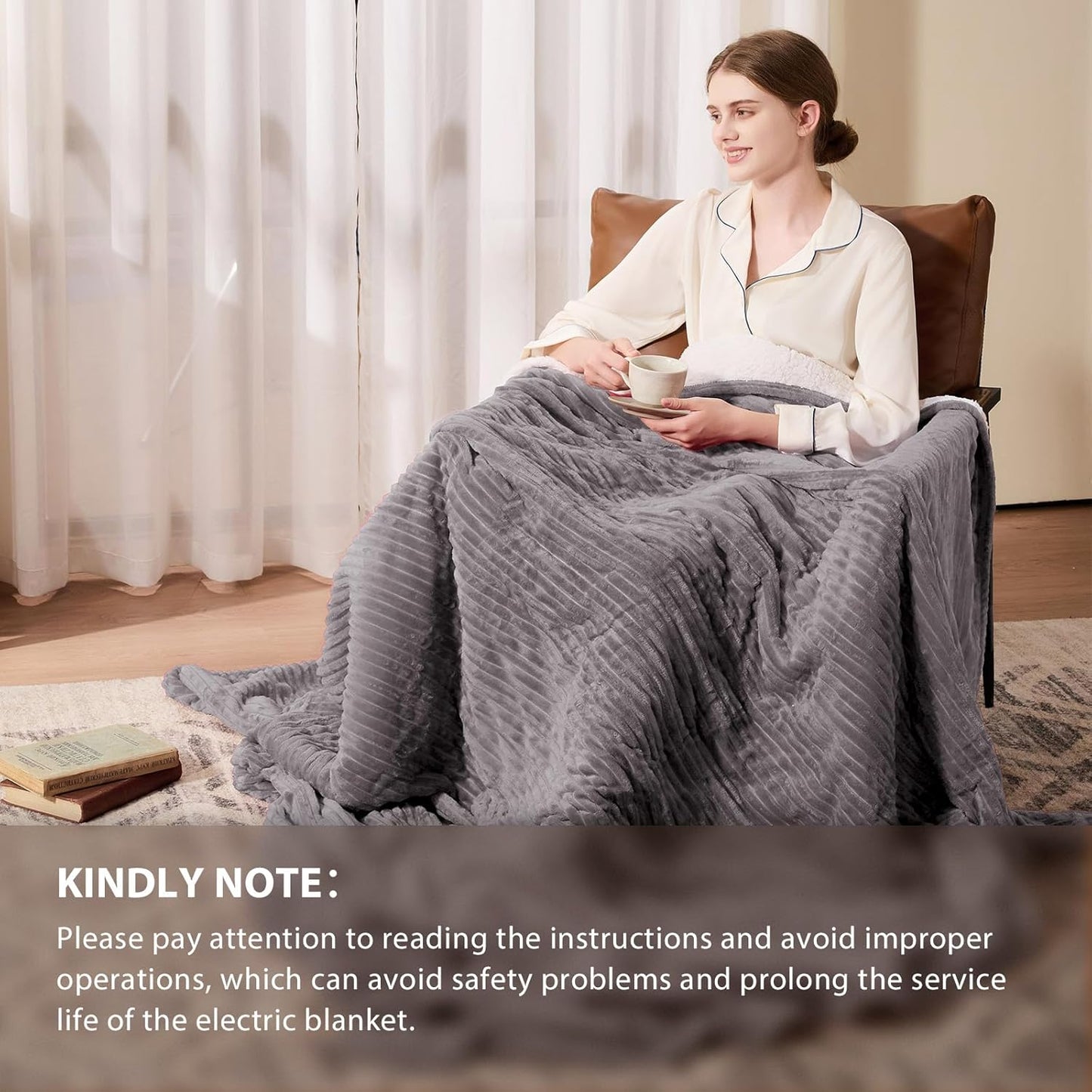 Homemate Heated Blanket Electric Throw - 50"x60" Heating Blanket Throw