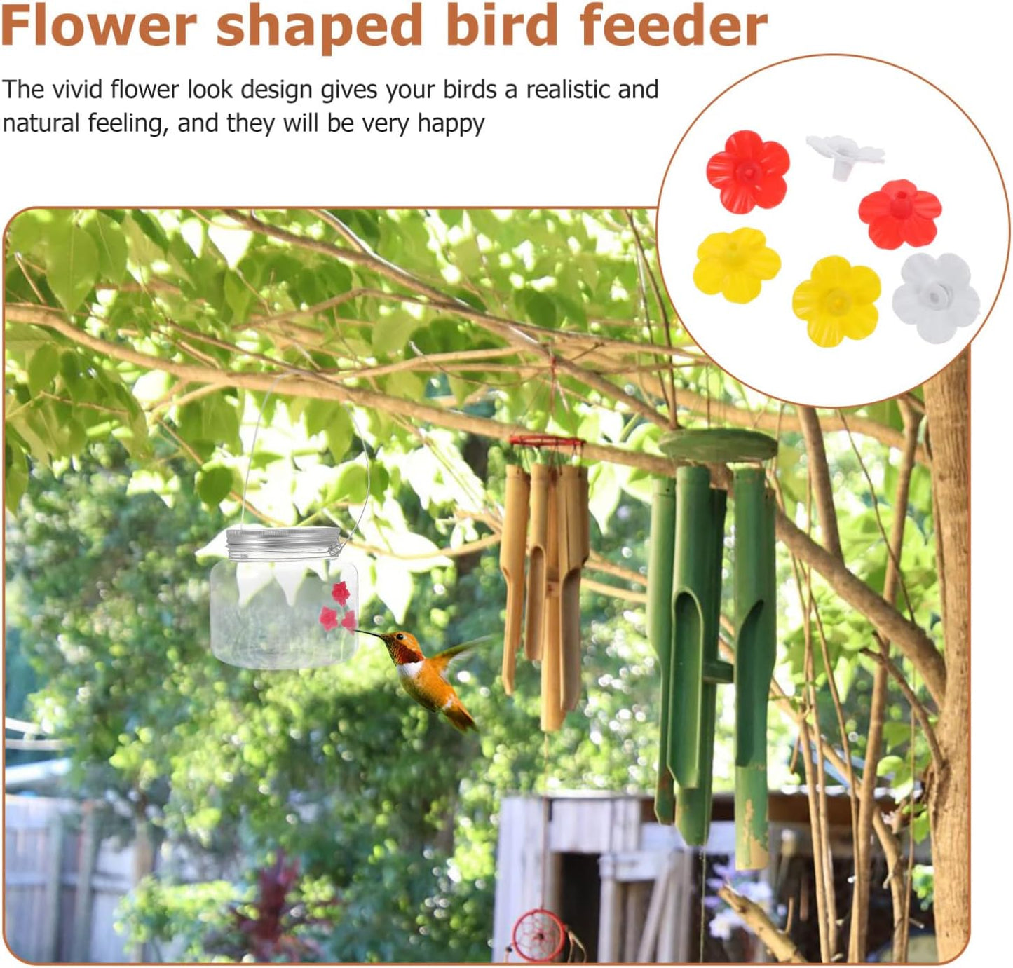 Bird Feeder Replacement Parts Plastic Hummingbird Feeders Replacement Flowers 15Pcs Mini Bird Feeding Parts Ports Decorative Flower