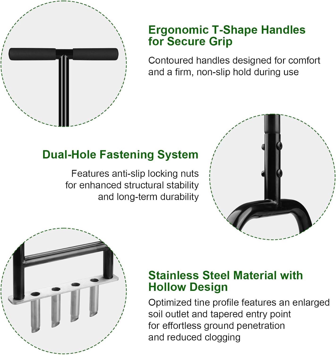 Lawn Core Aerator Tool Coring Grass Aerator Lawn Tool 4 Hollow Tines f