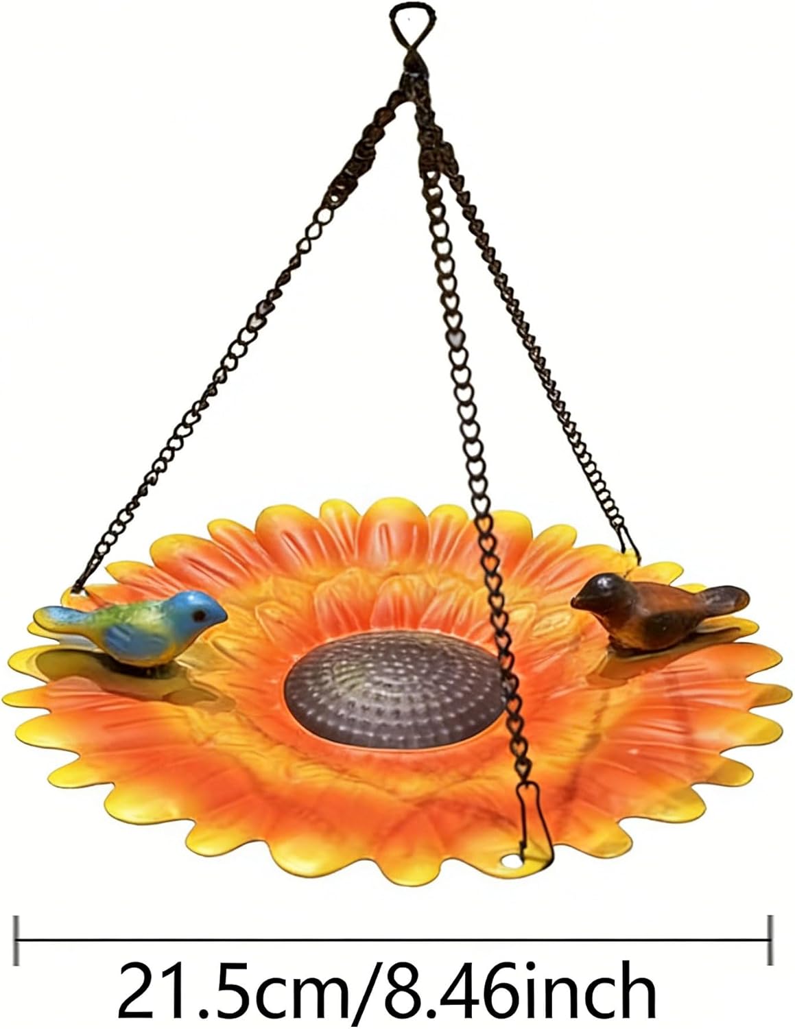 Sunflower Shape Metal Hanging Bird Feeder for Outdoors - 8.46 Inch Birdbath Bird Water Bowl Bird Feeders for Outside, Garden, Lawn Yard Decor