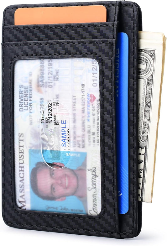 Buffway Slim Minimalist Front Pocket RFID Blocking Leather Wallets for