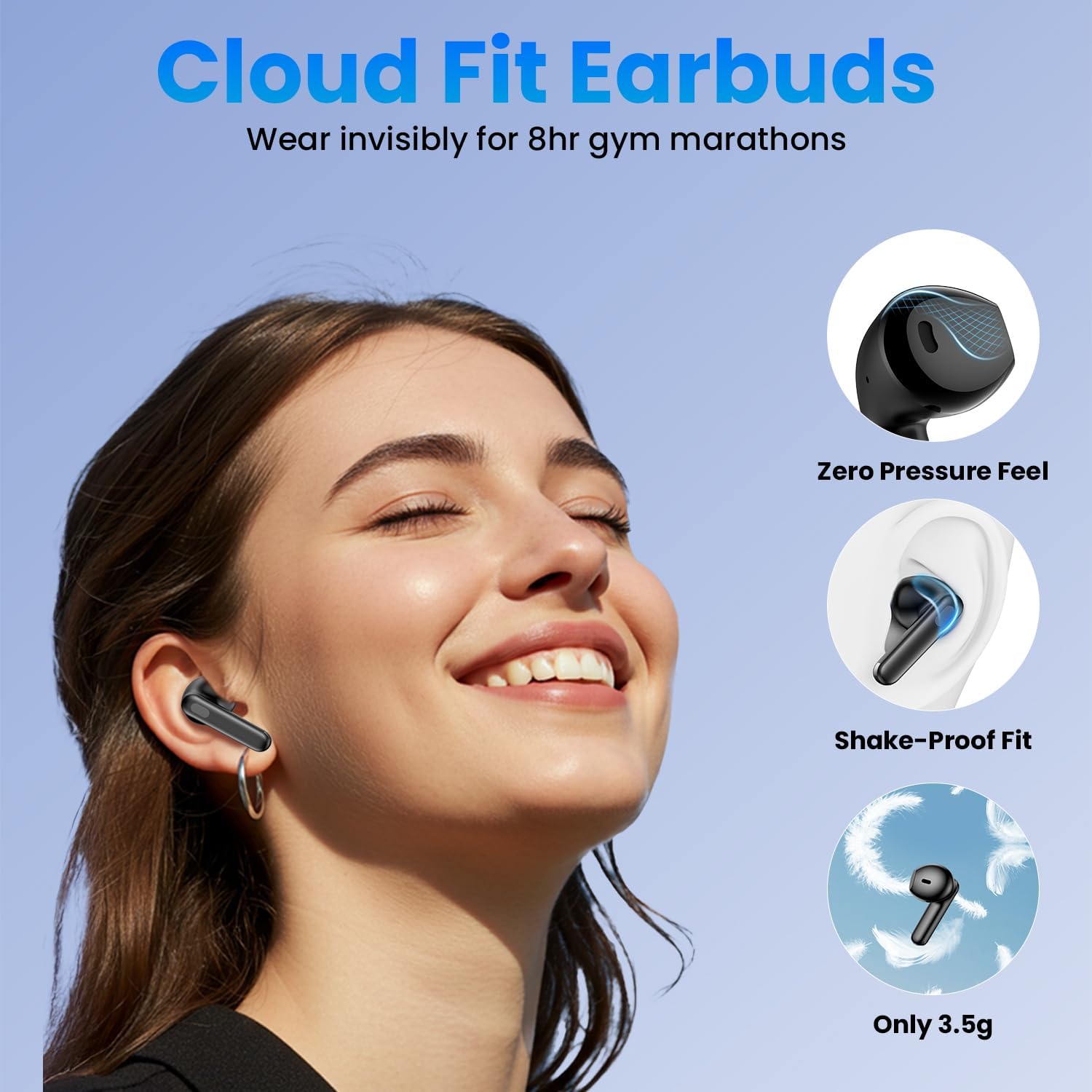 Wireless Earbuds, Bluetooth Headphones with Deep Bass Stereo, 48H Play