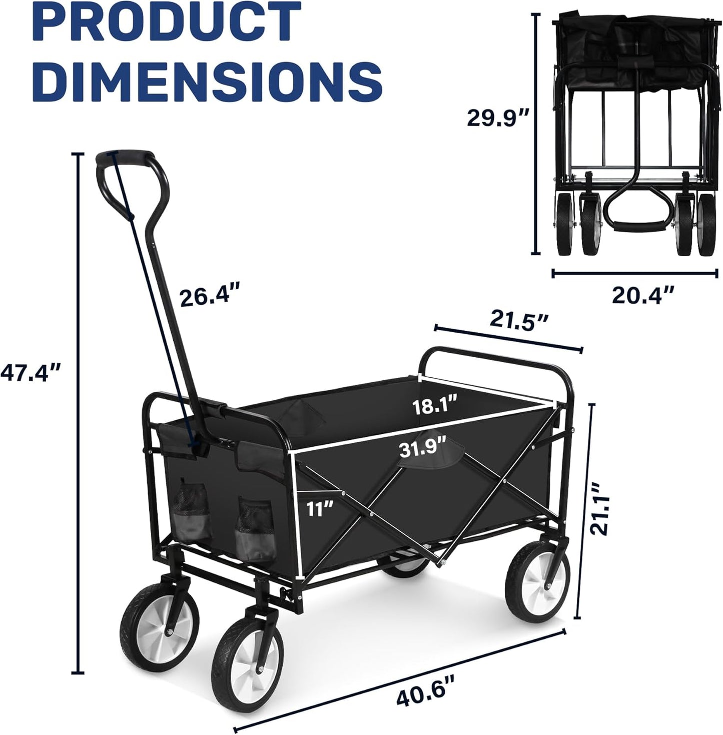 YSSOA Rolling Folding & Rolling Collapsible Garden Cart, Outdoor Campi