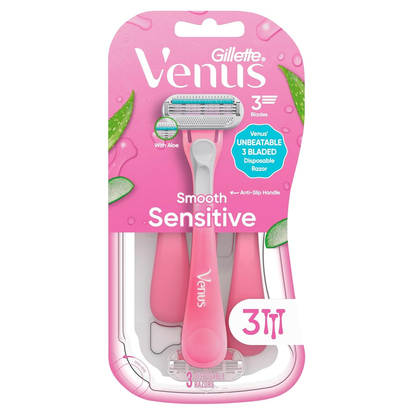 Gillette Venus Sensitive Women's Disposable Razors - Single Package of