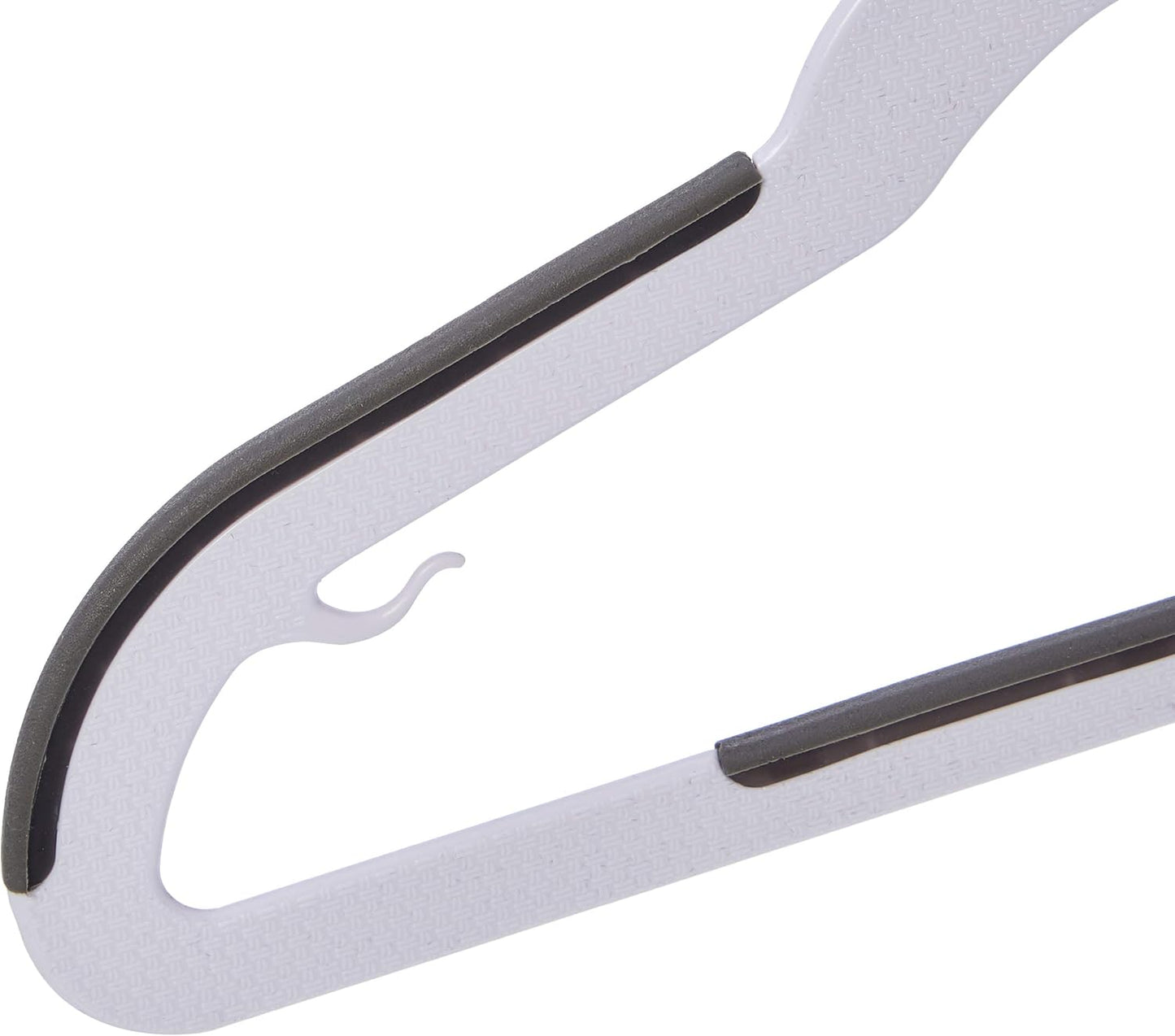 Amazon Basics Plastic Kids Clothes Hangers, Non-Slip, White and Black, 12.8" x 8" x 0.2", 30-Pack