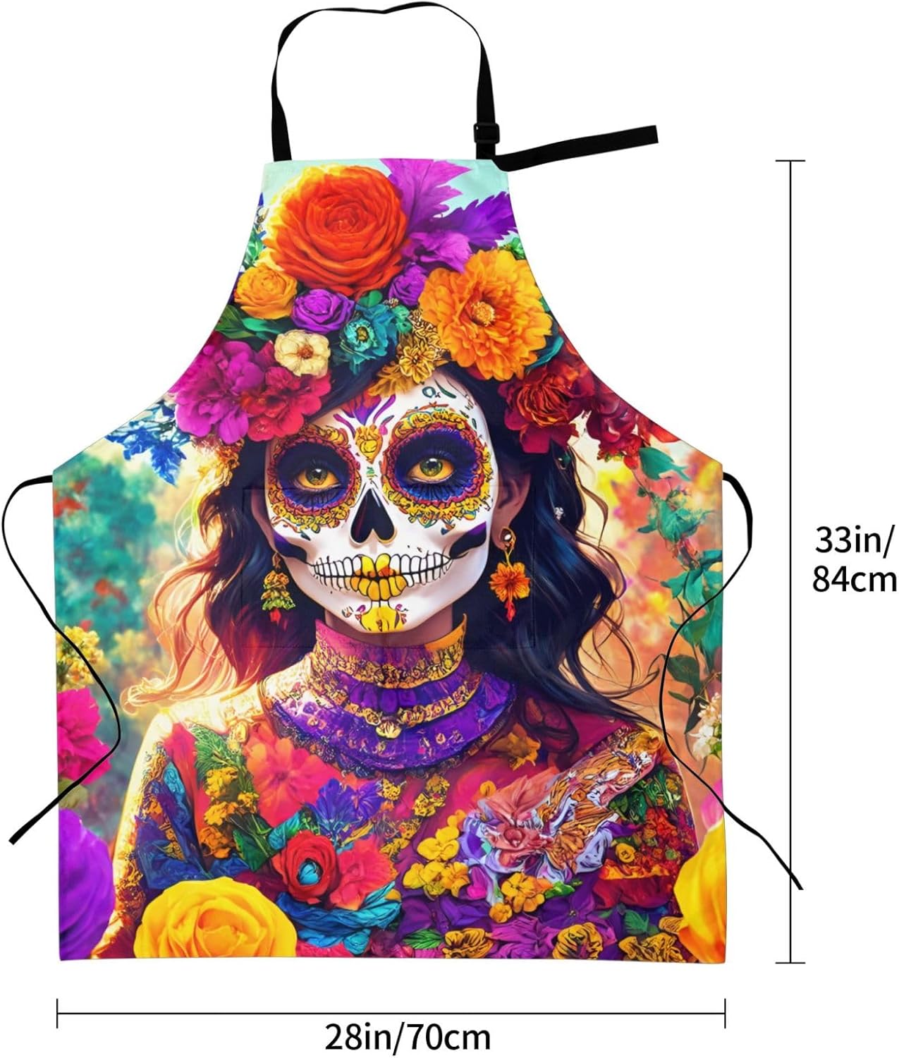 YANYU Skull Skeleton Print 28x33 In Kitchen Apron Stylish Chef Apron w