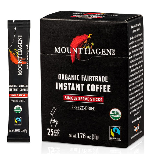 Mount Hagen 25 Count Single Serve Instant Coffee Packets | Organic Med