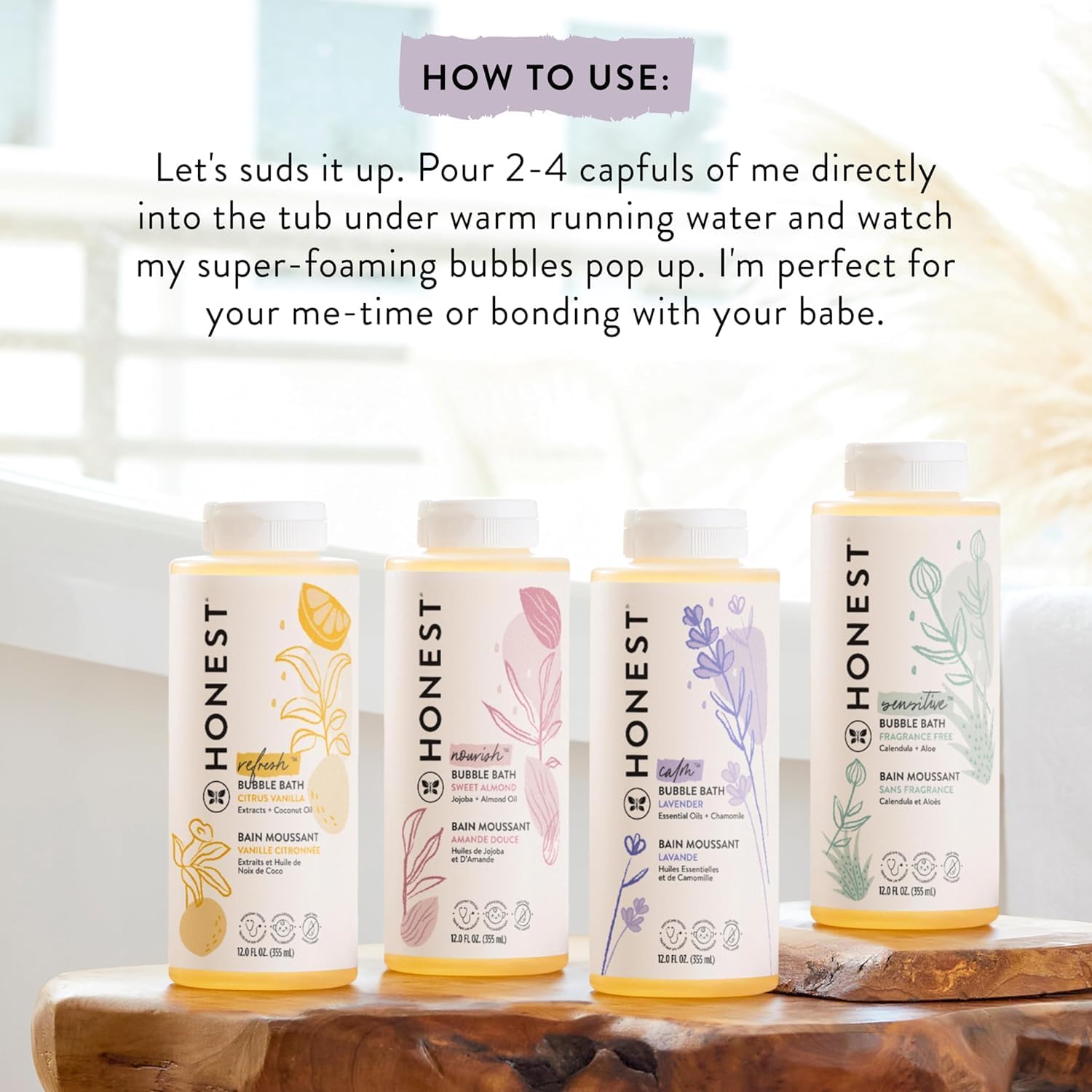 The Honest Company Foaming Bubble Bath Gentle for Baby, Naturally Deri