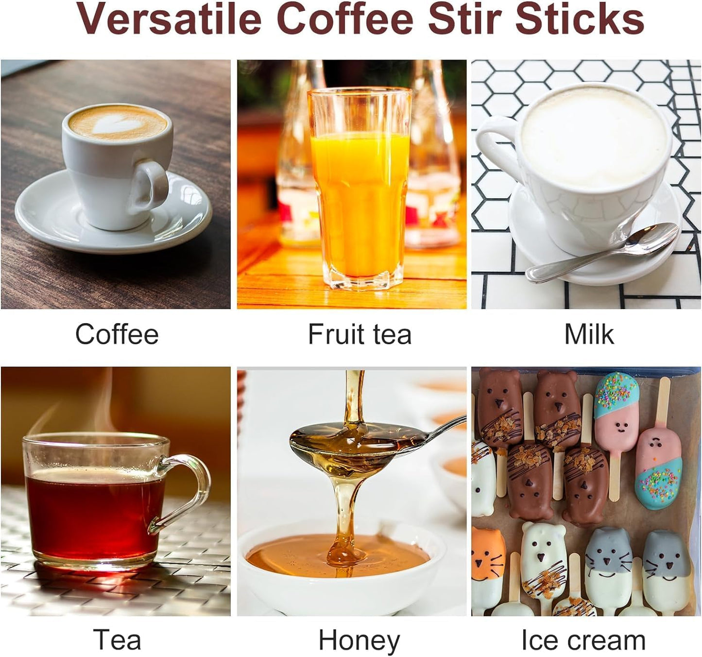 Wooden Coffee Stirrers 5.5" Coffee Stir Sticks 100 Pcs, Natural Birch Round End Thick Birch Wood Eco-Friendly， Suitable for Coffee, Cocktail and Hot Drinks