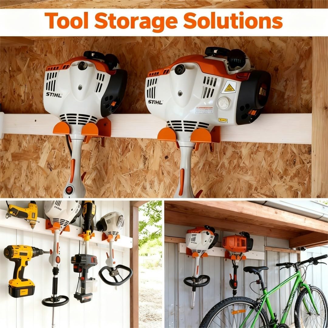1PcsGarage Organizer Trimmer Rack, Garden Tools,Garage Trimmer,Hedge Trimmer,Garden Power Tool Hanger Weed Whackers Holder Wall Mounted for Grass Trimmer